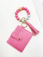 Fashion Beaded Decor Pu Leather Keychain, Tassel Decorated Wrist Strap Keychain, Casual Jewelry for Women & Girls, Gifts for ...
