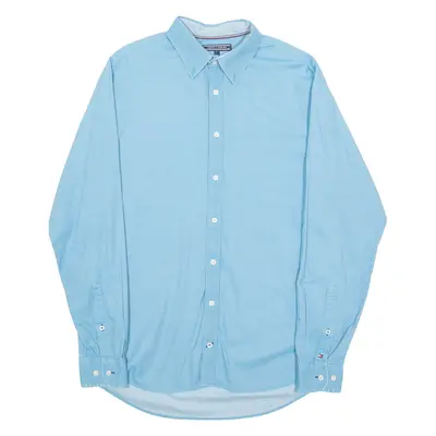 TOMMY HILFIGER Slim Fit Mens Plain Shirt Blue Long Sleeve L