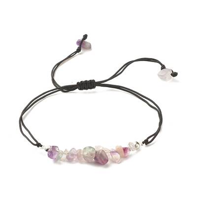 Natural Fluorite Chips Braided Bead Bracelet