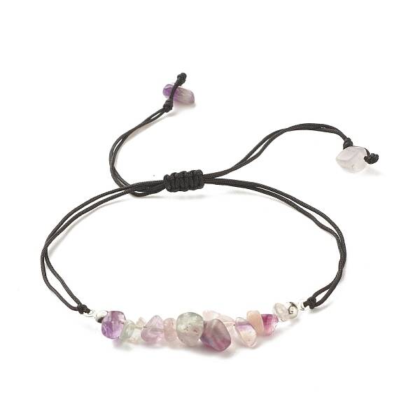 Natural Fluorite Chips Braided Bead Bracelet