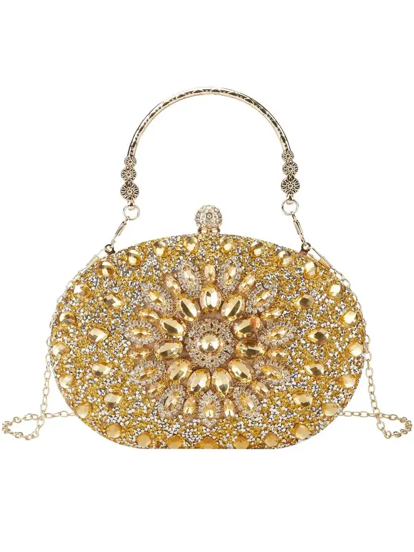 Women's Elegant Rhinestone Decorated Evening Bag, 2024 New Style Exquisite Trendy Evening Bag, Fashionable Bag for Party Prom...