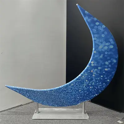 Blue Glitter Bokeh Moon Shape Arch Backdrop Party Decor - Aperturee