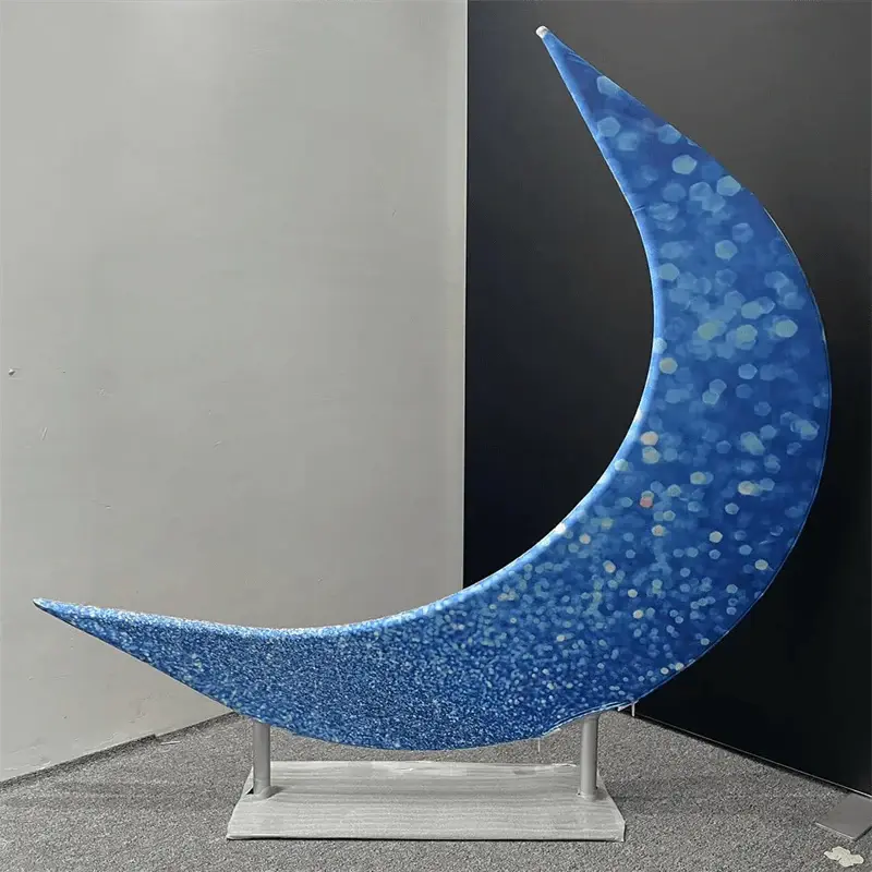 Blue Glitter Bokeh Moon Shape Arch Backdrop Party Decor - Aperturee