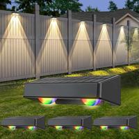 Solar Powered Fence Light, Outdoor IP65 Waterproof Outdoor Lighting, Permanent Design Outdoor LED Light RGB Garden Decorative...