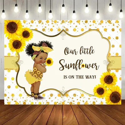 Aperturee Sunflower And Glitter Baby Shower Backdrop For Girl