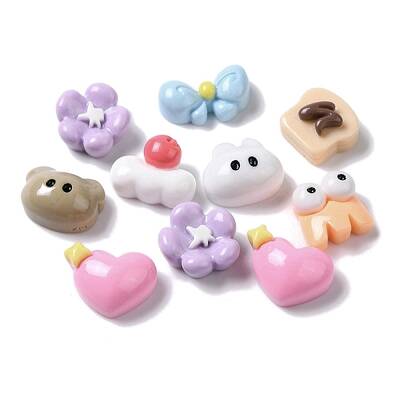Heart/Bear/Flower Cartoon Opaque Resin Decoden Cabochons