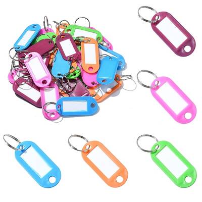 30Pcs 6 Colors Plastic Badge Holders with Iron Rings