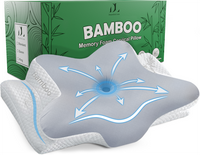 Bamboo Cervical Neck Pillow for Neck Pain Relief - Memory Foam Ergonomic Pillow for Sleeping, Adjustable Orthopedic Contour N...