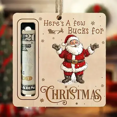 Christmas Themed Money Holder, 1 Count Wooden Money Holder Hanging Ornament, Holiday Decor, Home Decor, Perfect Gift for Love...