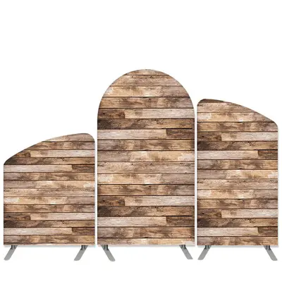 Aperturee Retro Wood Style Theme Brown Arch Backdrop Kit Banner | Round Arch Backdrop Cover | Diy Round Arch Backdrop | Custo...