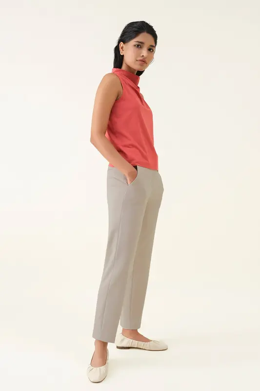 High-waist Barrel Trouser - Stone | Size: XS