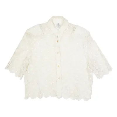 Sheer Womens Printed Blouse Cream Floral M