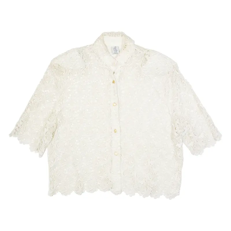 Sheer Womens Printed Blouse Cream Floral M