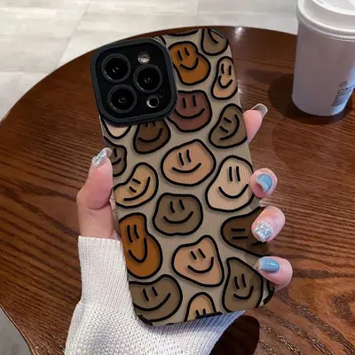 Colorful Smiling Face Pattern Phone Case, Shockproof Decorative Phone Protector Cover, All-inclusive TPU Phone Cases for iPho...
