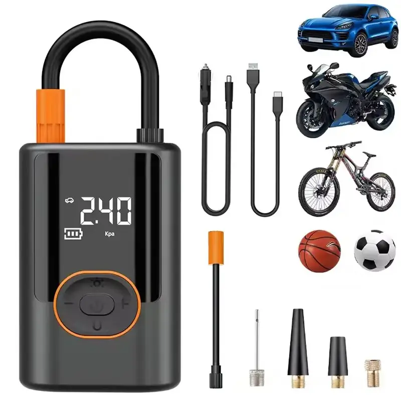 Portable Car Tire Pressure Pump, 150PSI Car Vehicle Inflator Pump with Digital Display, Multifunctional Car Tire Inflator, C...