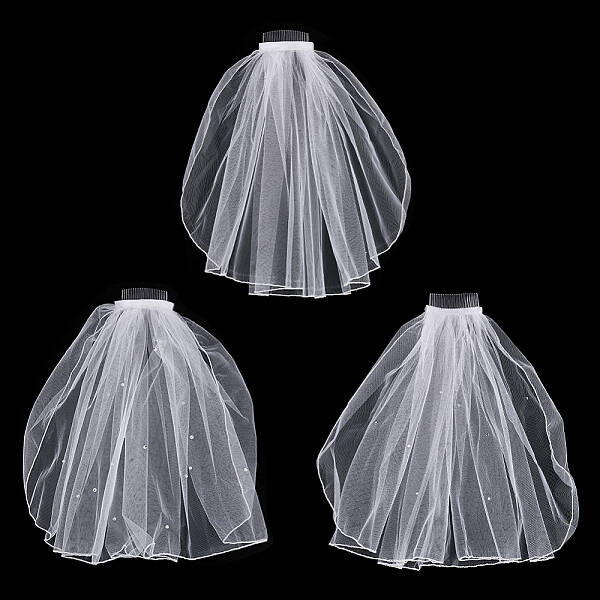 3Pcs 3 Styles Polyester Mesh Bridal Veils