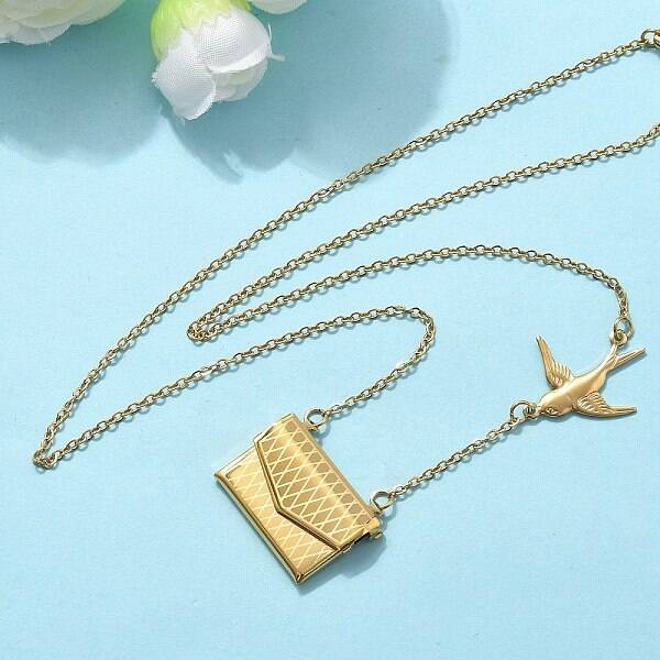 304 Stainless Steel Envolope & Bird Pendant Necklaces for Women
