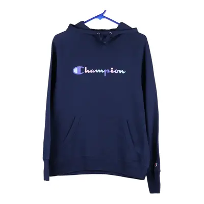 Champion Spellout Hoodie - Medium Navy Cotton Blend