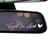 Trust in God Letter Pattern Car Rearview Mirror Sticker, Holographic Mirror Decal Sticker for Cars, Cute Decals for Window, M...
