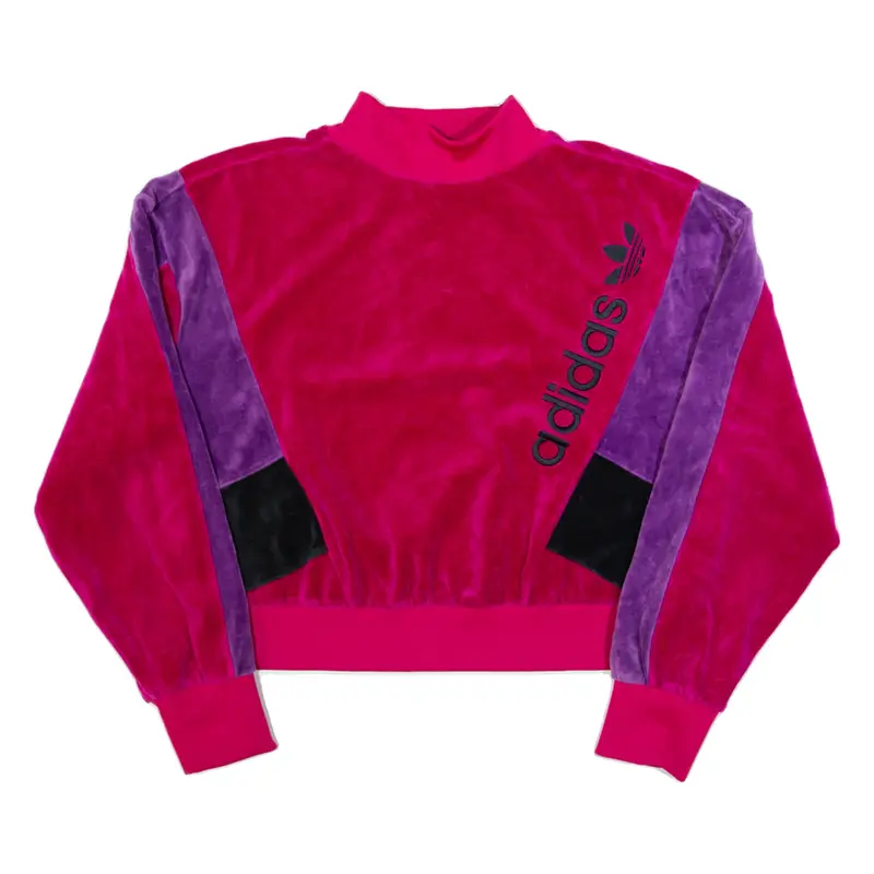 ADIDAS Velvet Cropped Womens Sweatshirt Purple High Neck UK 12