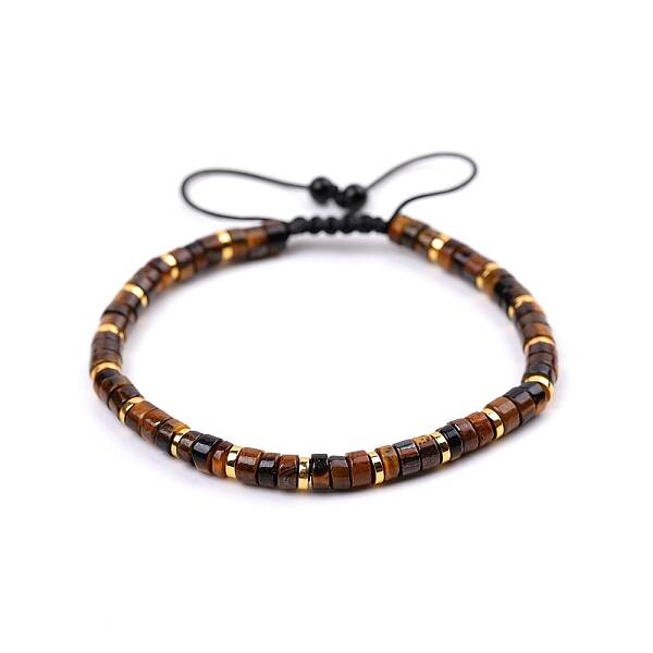 Natural Tiger Eye Braided Bead Bracelets for Women