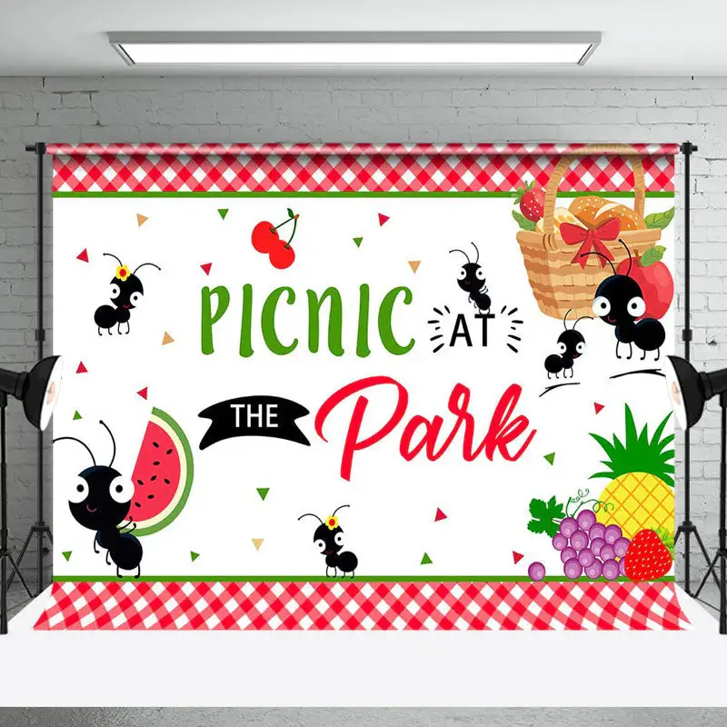 Aperturee Fruit Bee Picnic At The Park Reunion Party Backdrop - Aperturee