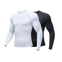 Men's T-shirt in Black White Stretch Long Sleeve Casual Fitness Sports Gym or Outdoor Running Shirt Compression Comfortable M...