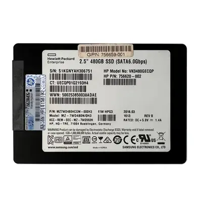 HP 756620-002 | 480GB Multi-Level Cell SATA 6Gb/s Hot Swappable Value Endurance SFF 2.5-Inch Solid State Drive for ProLiant S...
