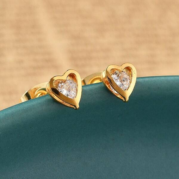 304 Stainless Steel Clear Cubic Zirconia Stud Earrings
