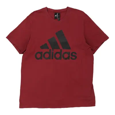Adidas Spellout T-Shirt - Large Red Cotton
