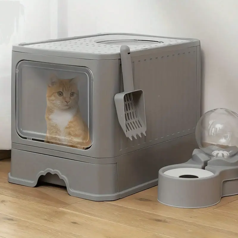 Extra Large Fully Enclosed Cat Litter Box, With Drawer & Top Entrance, Odor-Proof And Splash-Proof (Size:50cm*40cm*40cm) litt...