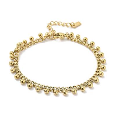 304 Stainless Steel Round Ball Charms Link Chain Bracelets