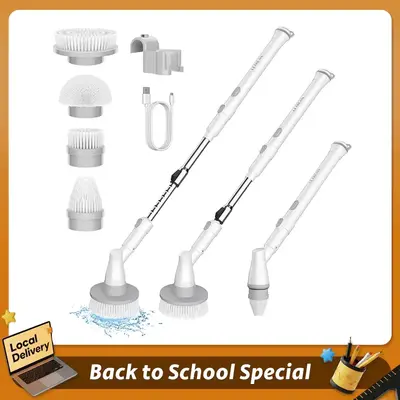 Electric Spin Scrubber, Electric Cleaning Brush with 4 Replaceable Brush Headsand, Cordless Shower Scrubber Full-Body IPX7 Wa...