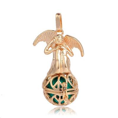 Golden Plated Brass Hollow Round Cage Pendants