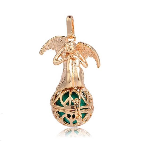 Golden Plated Brass Hollow Round Cage Pendants
