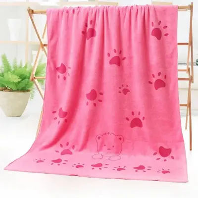 Cartoon Paw Print Pet Bath Towel, Soft Absorbent Fast Drying Pet Wrap Towel, Pets Bath Robe After-Bath Towel for Cats Dogs Ha...