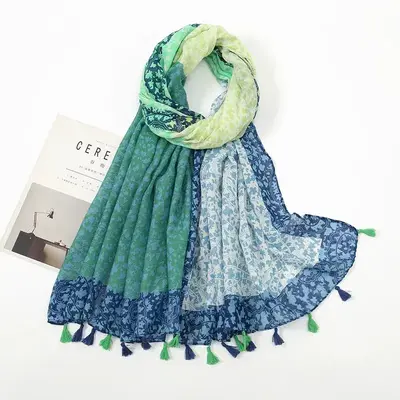 Fashion Spring Summer Thin Viscose Shawl Scarf for Women Lovely Floral Design Neckerchief Pashminas Wrap Muslim Echarpe 180*9...