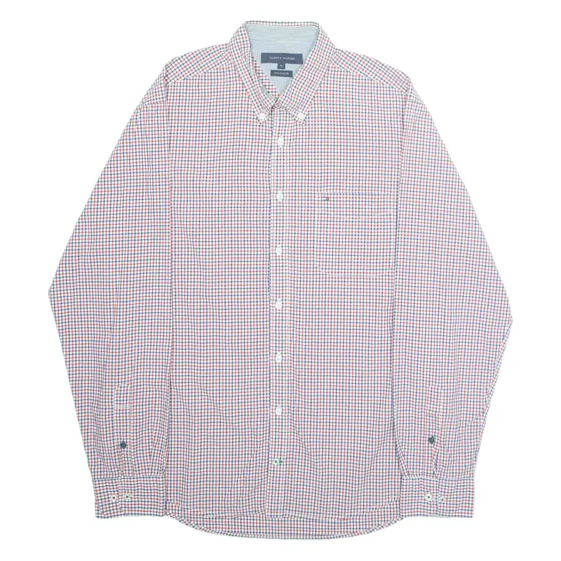 TOMMY HILFIGER New York Fit Mens Shirt Red Check Long Sleeve XL