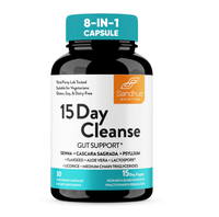 【Sandhus】15 Day Cleanse 30 Ct, Advanced Formula with Senna, Cascara Sagrada & Psyllium Husk, Non-GMO, Made in USA Edible ...