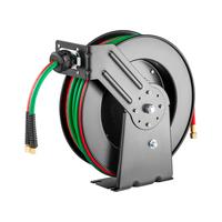 VEVOR Retractable Welding Hose Reel, 1/4-Inch x 50FT Twin Oxygen Acetylene Rubber Hose Max 300PSI - T Grade, Ceiling/Wall Mou...
