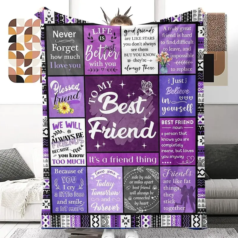 Letter Pattern Blanket, 1 Count Soft Throw Blanket, Air-conditioned Room Blanket, Warm Nap Blanket for Home & Office, Gift Id...