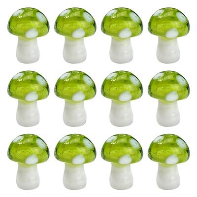 10Pcs Mushroom Handmade Lampwork Beads