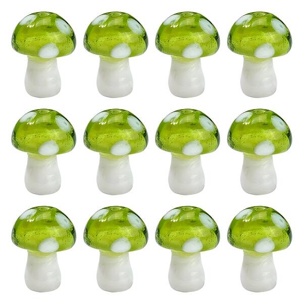 10Pcs Mushroom Handmade Lampwork Beads
