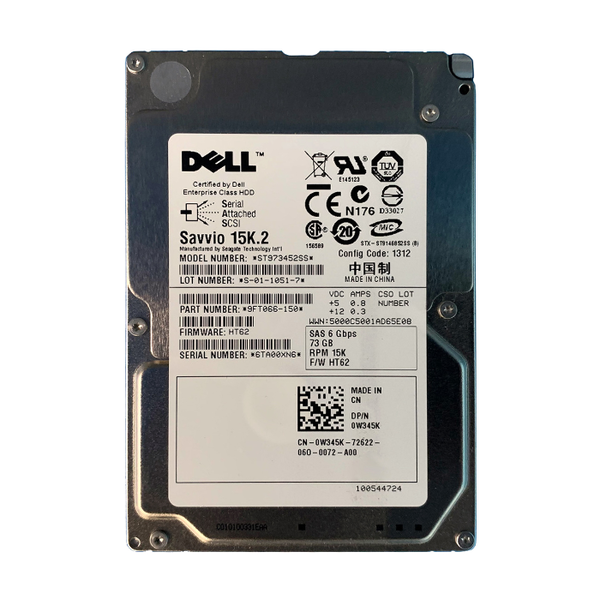 0W345K Dell 73.4GB 6Gb/s SAS 15000 2.5-inch 16MB Hard Drive