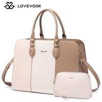 LOVEVOOK  Laptop Tote Bag for Women, Stylish Leather Shoulder Bag with Small Pouch, Color Block Crossbody Bag for Commuting, ...