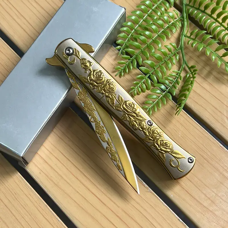 Stainless steel folding knife, mirror polishing process, kitchen peeling knife, melon and fruit knife, kitchen small tool acc...