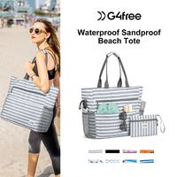 G4Free Beach Bag, Waterproof Sandproof Beach Tote Bag, Large Capacity Foldable for Women