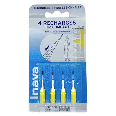 Inava Trio Compact - Interdental Brushes ISO 2 1mm Narrow - 4 Yellow Refills