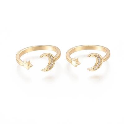 Brass Micro Pave Clear Cubic Zirconia Cuff Rings