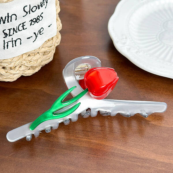 Flower Cellulose Acetate Claw Hair Clips